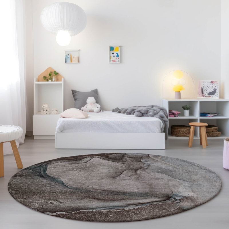 Washable Abstract Indoor / Outdoor Rug, Round 8'