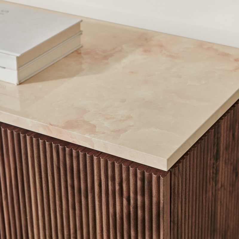 Penny Pillar Hallway Living Room Sideboard Storage - Simple & Elegant Scandi Style, Dark Brown Wood