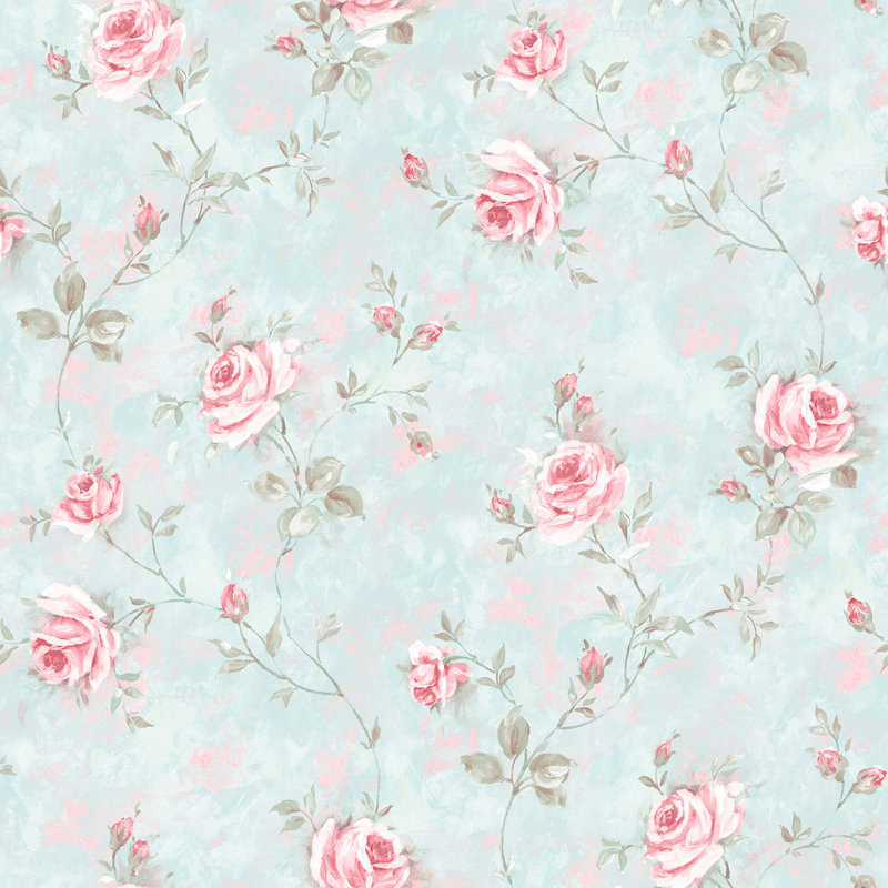 Makaila 10m x 53cm Matte Wallpaper Roll, Blue/Pink