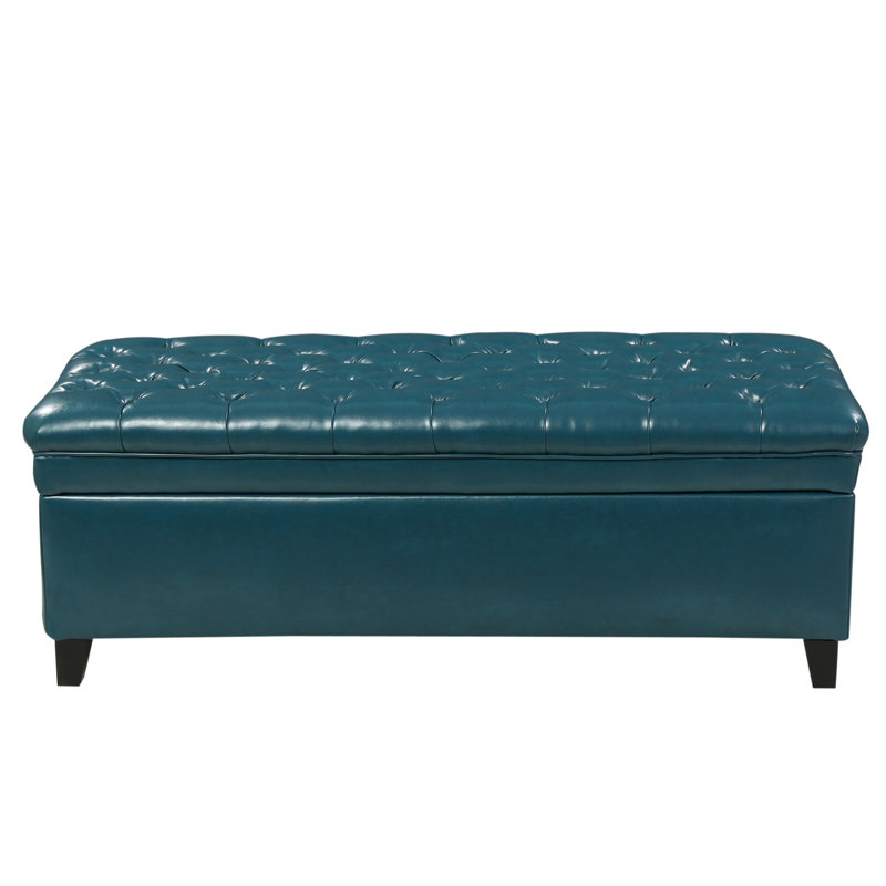 Modern storage ottoman, Faux Leather, Teal