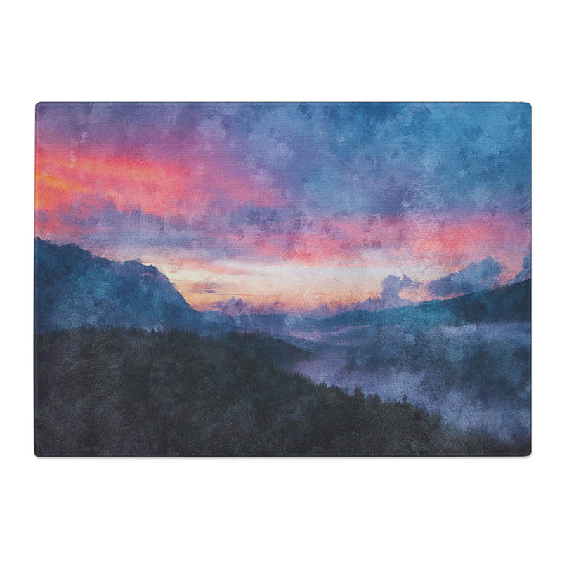 Tempered Glass Mountain View of Romania Chopping Board, 20 cm x 28.5 cm