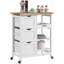 Chariot de cuisine roulant Nashley, chariot de service de bar, chariot compact sur roulettes avec plateau en bois, tablettes et tiroirs pour la salle à manger à domicile-1890926540