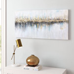 " Serene Reflections With Handcrafted Gold Leaf Canvas Wall Art Print "