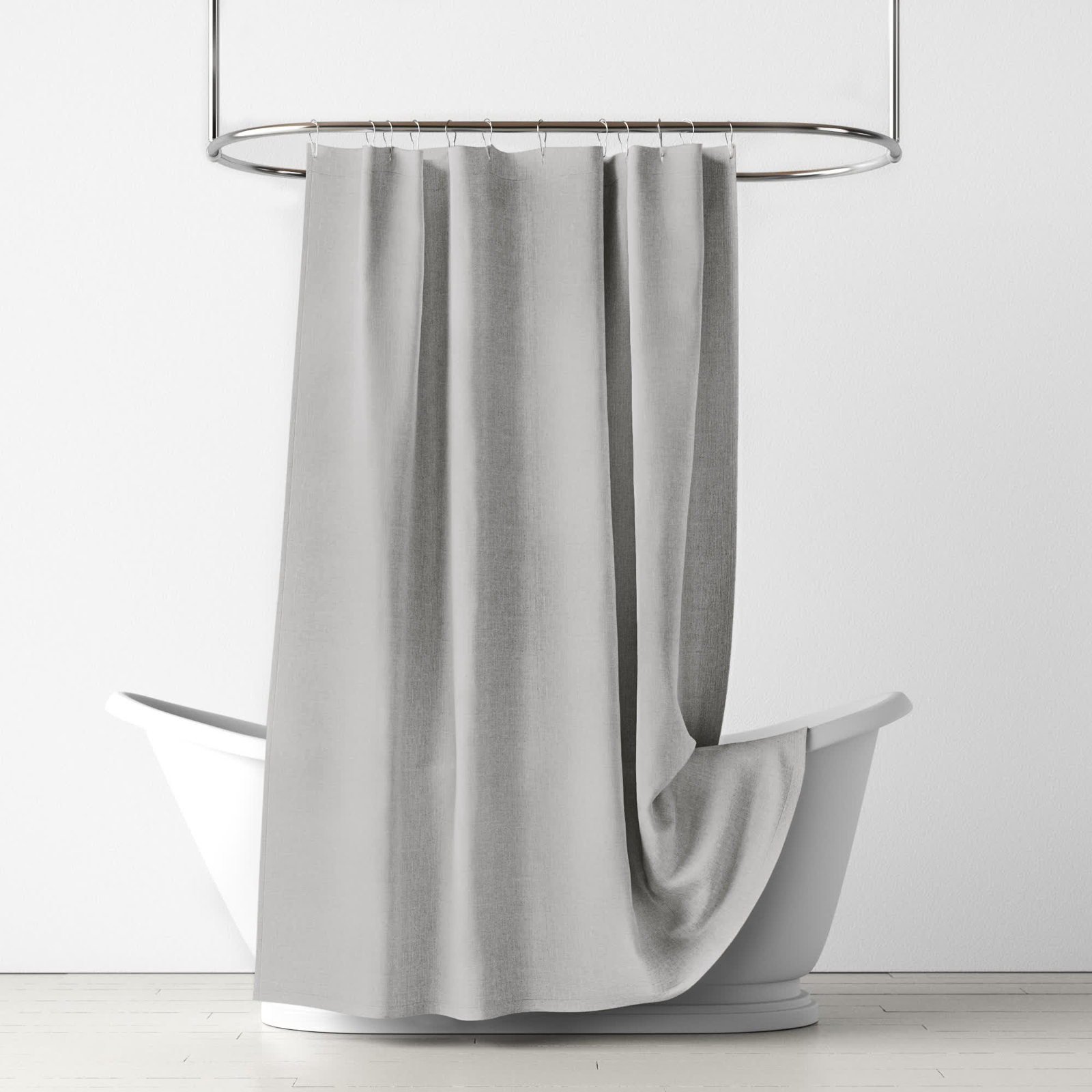 Kendo Linen Shower Curtain, Silver