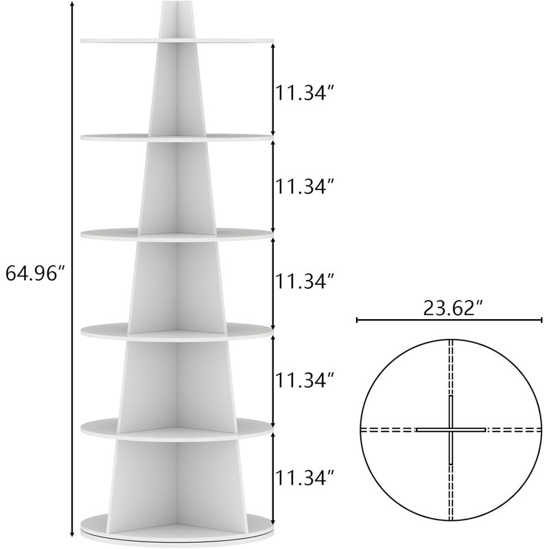 Range-chaussures rotatif à 6 niveaux, Blanc / Blanc