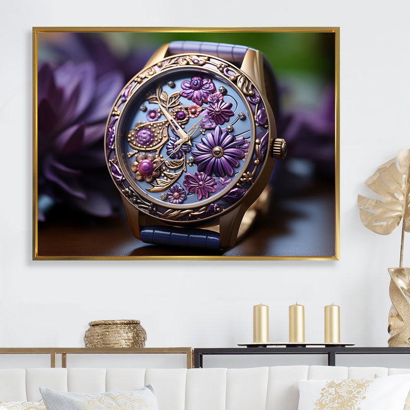 Popart Whimsical Garden Watches I - Abstract Wall Decor, Cadre flottant doré, H 34 po x l 44 po
