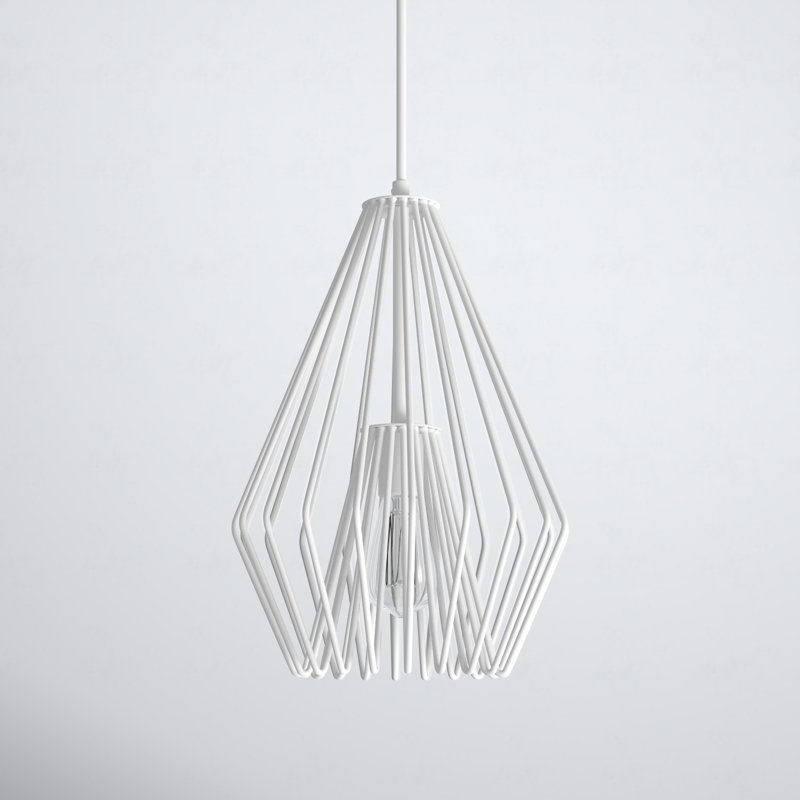 Frankie 1 - Light Unique/Statement Pendant, White, 15.75" H x 9.25" W x 9.25" D
