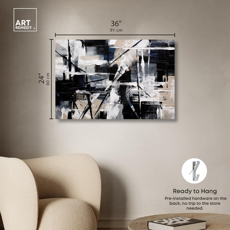 Art mural moderne abstrait sur toile Balada par Art Remedy, Toile tendue, H 24 po x l 36 po