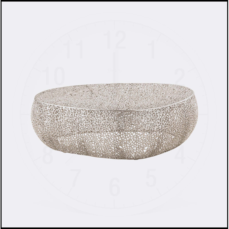 Table basse élégante avec cadre en aluminium coulé, parfaite pour les salons modernes et contemporains., Argent argent