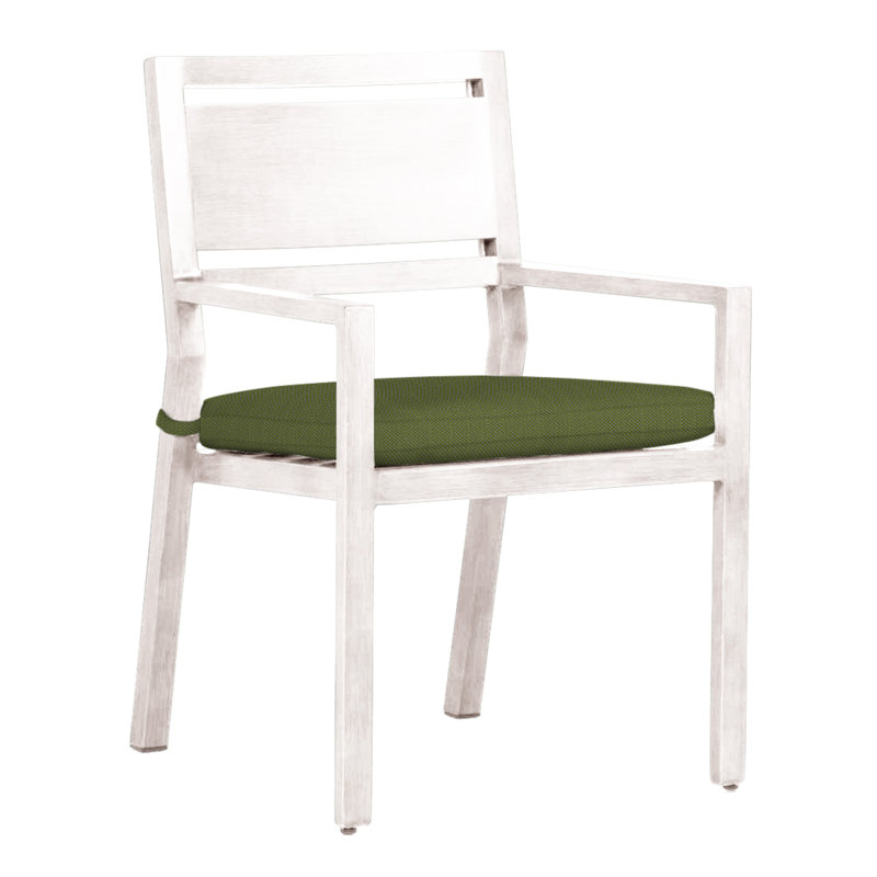 Chaise avec accoudoirs en aluminium Avondale - Craie, Pas de soudure, Forêt de lin, Craie