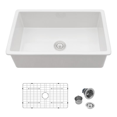 Lofeyo 32-in L Undermount Single Bowl Kitchen Sink, Pure White Sinks