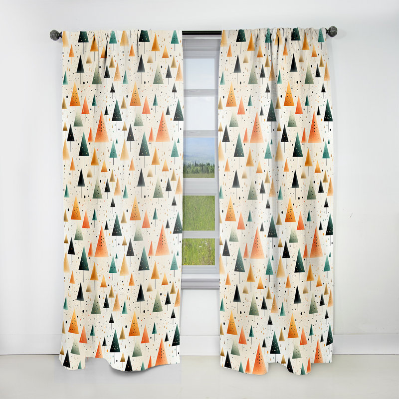 Arbres minimalistes jaunes et verts - Rideau moderne - Velours obscurcissant - 1 panneau, L 52 po x L 63 po