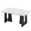 Table de salle à manger moderne de 63 po avec pieds géométriques noirs et blancs en faux marbre-647453922