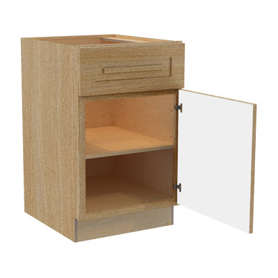 Gallery Express Ellison Plywood Assembled 15 in W x 24 in D x 34.5 in H Base Kitchen Cabinet with Drawer Right in Straw