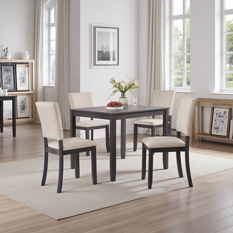 Ensemble de table de salle à manger moderne 4 personnes avec 4 chaises, ensemble de table de salle à manger pour 4 personnes, table de salle à manger en bois 5 pièces