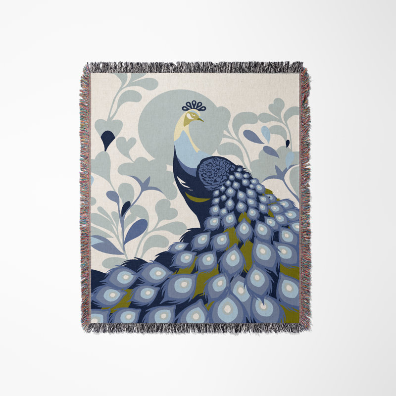 Jeté en mélange de coton Nivo Peacock, Bleu clair, L 60 po x l 50 po