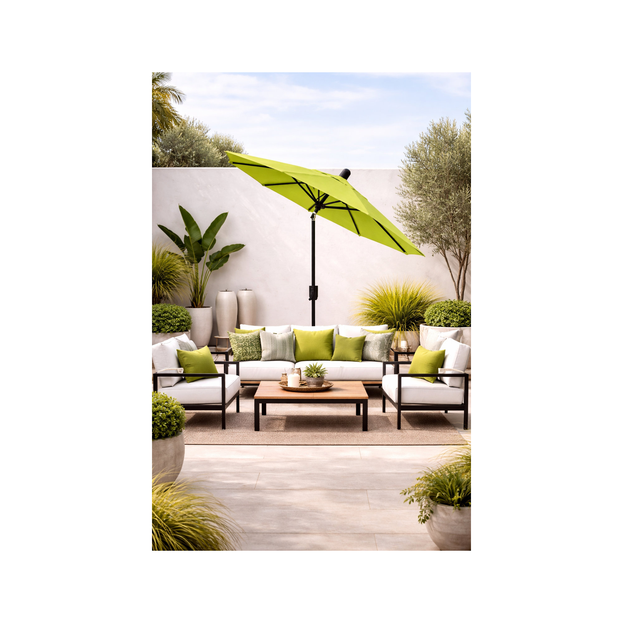 Natalie 74.5'' Outdoor Umbrella, Antique Bronze, Canvas Macaw