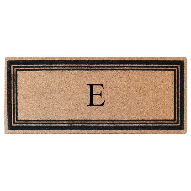 Monogrammed Triple Classic Border Natural Coir Door Mat with PVC Backing – Heavy-Duty, Anti-Shed & Easy to Clean, E