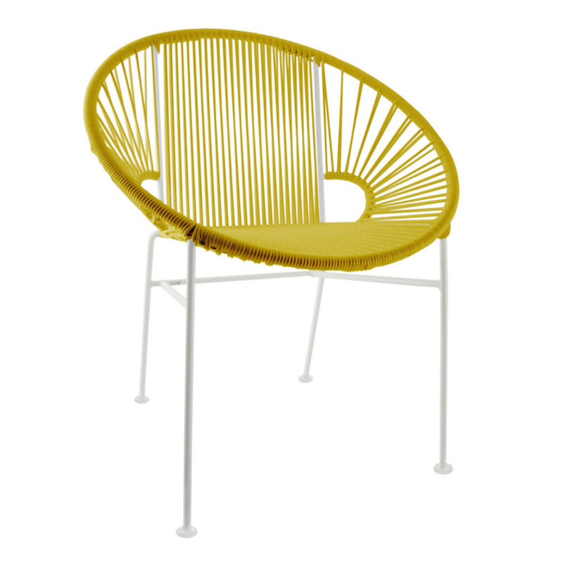 Concha Indoor/Outdoor Handmade Dining Chair, White, Yellow