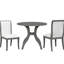 Table de salle à manger ronde de 39,4 po en chêne gris, placage de cuisine en bois de noyer américain massif, boiseries incrustées, chaises à pieds courbées, mousse à haute densité, structure séchée au four, idéale pour les espaces formels avec 2 solutions,