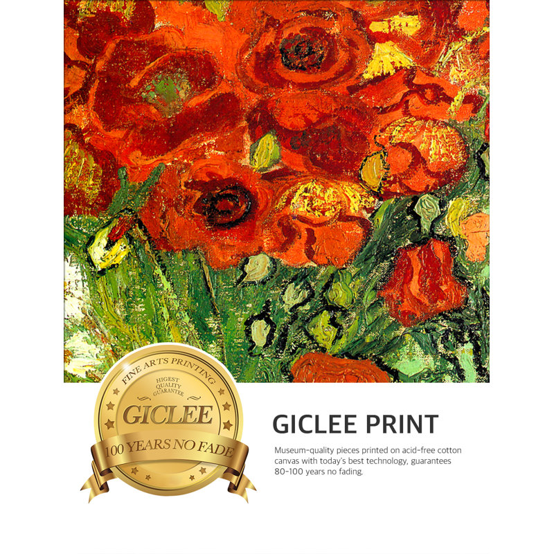 Coquelicots et marguerites rouges, H 24 po x l 30 po, Encadrement brun