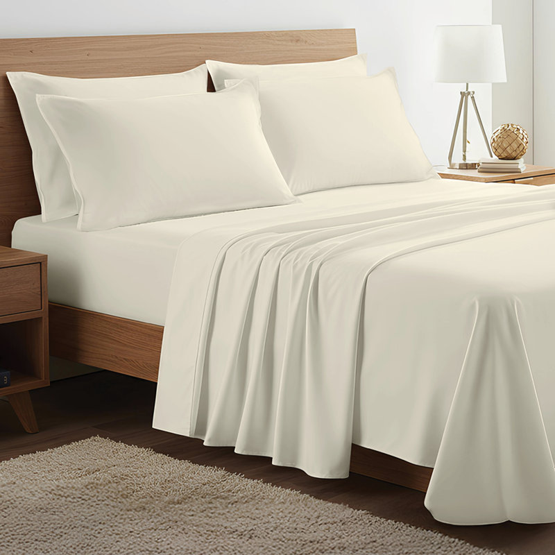 100% Organic Viscose From Bamboo Sheets Set, 300 Thread Count, 4-pc Set, Luxury Cooling Sheets, Deep Pockets - Gift-Ready Packaging, California King Size (Vanilla)