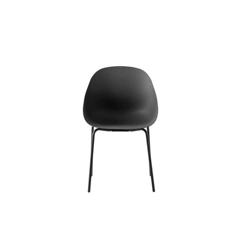 Academy Armchair with Metal Frame and Plastic Seat, Matte Black, Matte Black