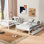 Lit superposé simple au dessus d'un lit double avec 2 tiroirs de rangement, sécuritaire et durable - blanc, sommeil stable et durable
