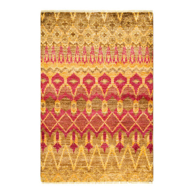 Contemporary One-of-a-Kind 4' 1" x 6' 2" Hand Knotted Area Rug