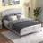 Costway Queen Size Upholstered Platform Bed Linen Bed Frame With Button Tufted Headboard