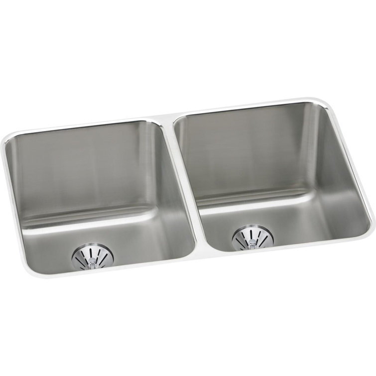 Lustertone 31.25" L x 20" W Double Basin Undermount Kitchen Sink with Perfect Drain