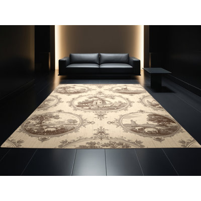Tapis beige lavable à la machine Pavla
