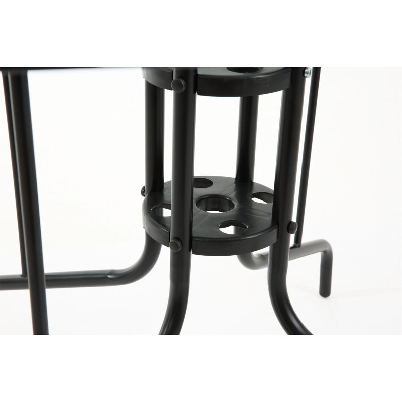 Table de salle à manger de patio de 35 pouces avec plateau en verre trempé Tangkula, table de bistro carrée pour 4 personnes avec trou pour parasol de 1,5 po et structure en métal robuste, table de salle à manger de patio pour la cour, la pelouse, la terrasse et la piscine