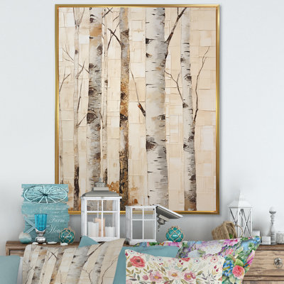 " Beige Minimalism Tree Birch V "