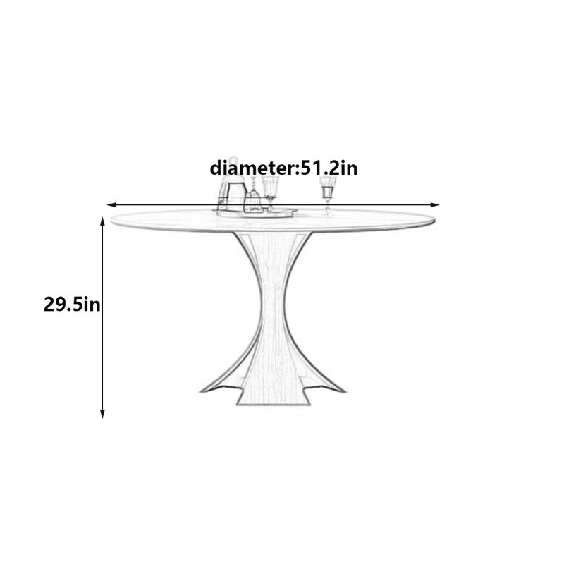 Table de salle à manger élégante avec plateau en marbre, H 29,5 po x L 51,2 po x l 51,2 po