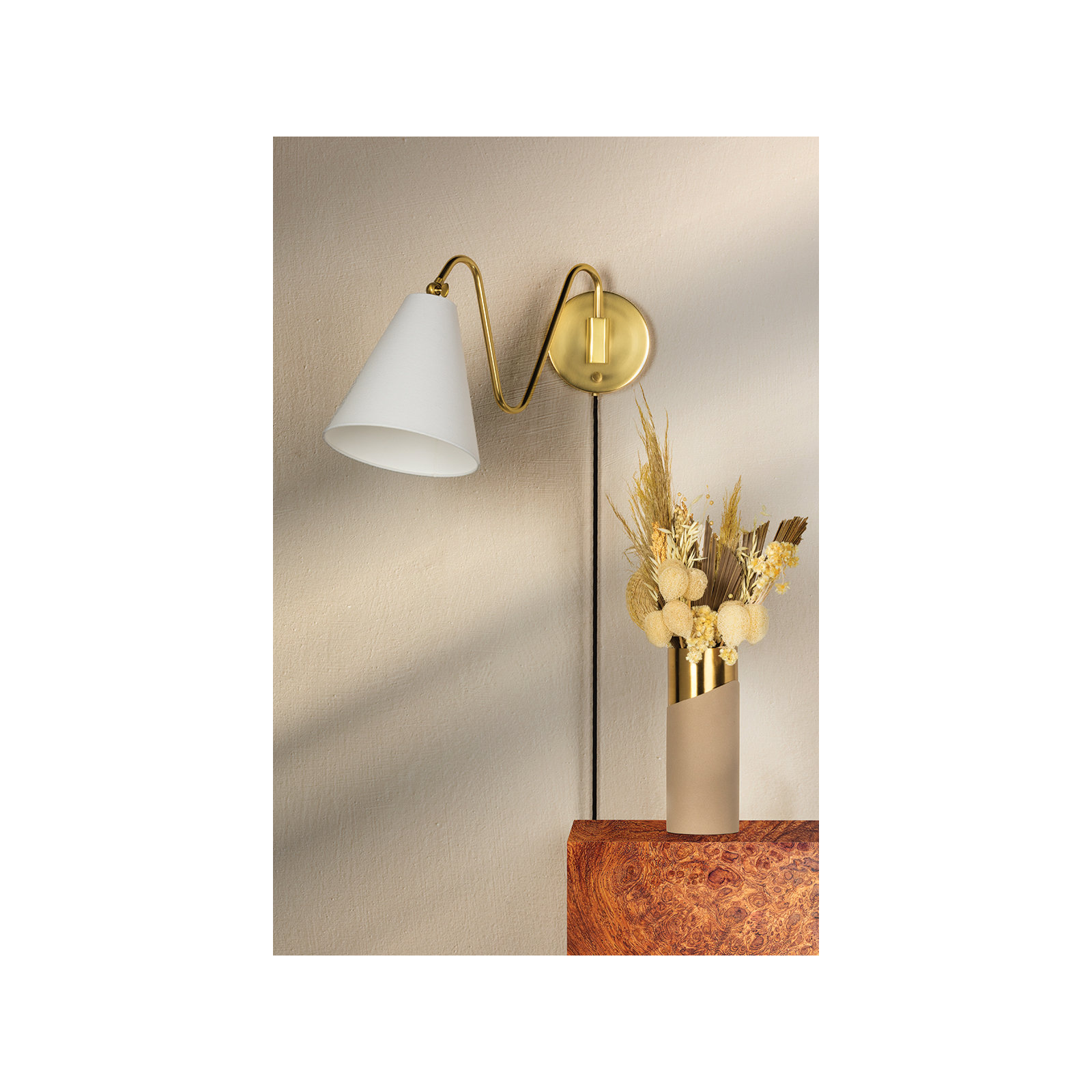 Onda Plug-in Sconce by TALI ROTH, Aged Brass