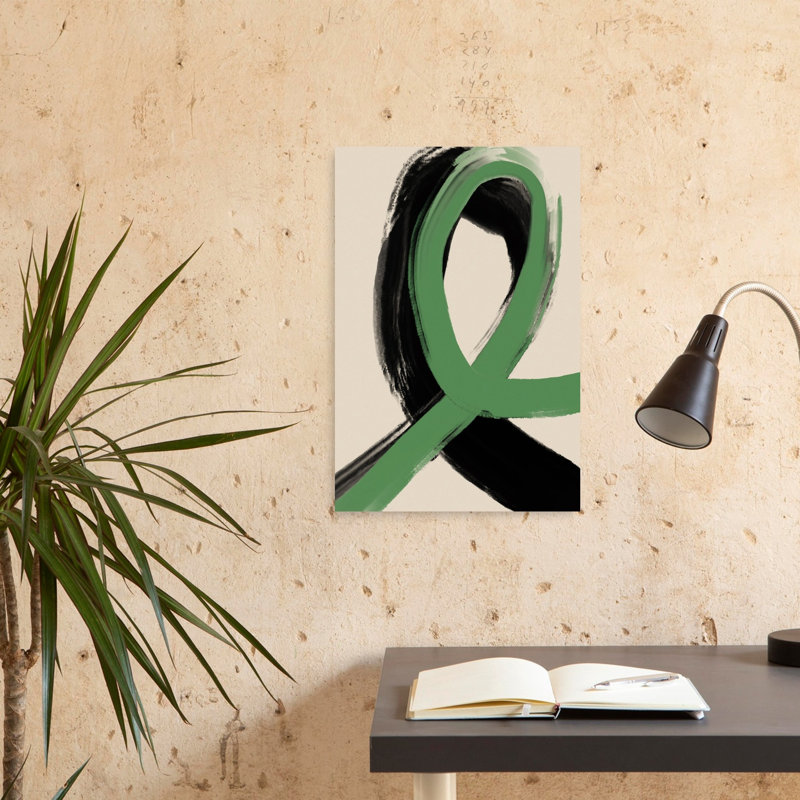 Green Ribbon Flow Abstract Contemporary Minimalist Wall Art Print by Treechild - Wrapped Canvas Print, 60.96cm H x 40.64cm W