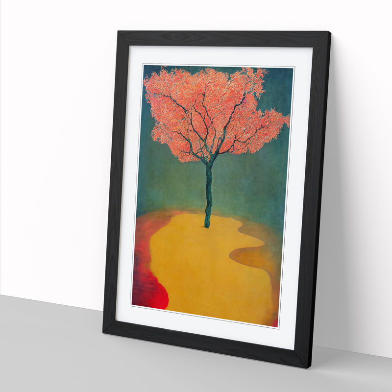 Peach Tree Painting - Single Picture Frame Painting, 46cm H x 34cm W x 2cm D, Walnut