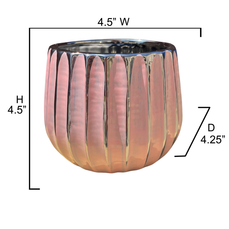 4" Ceramic Houseplant Ceramic Pot, Decorative Planter, Pink