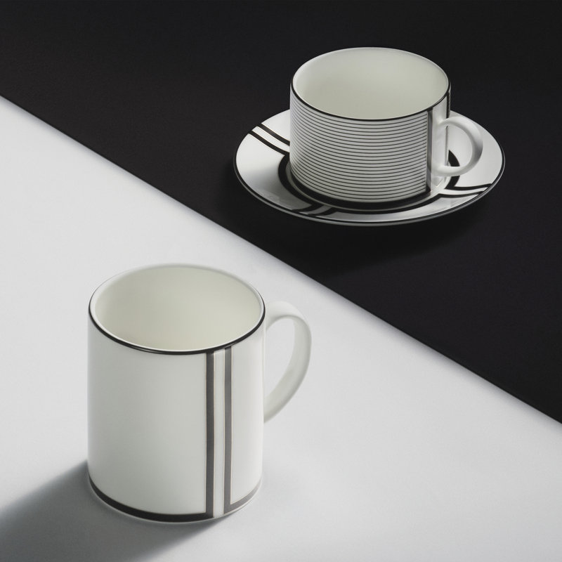 Vera Wang Luxe Graphite 15.5floz Mug, Black & White