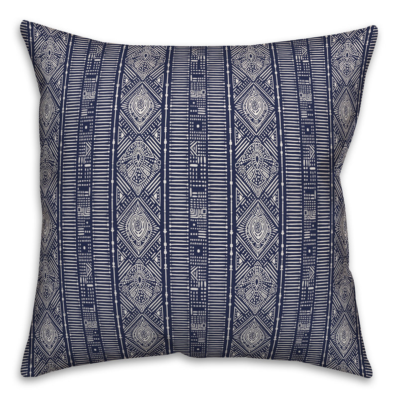 Throw Pillow, 18" x 18", Navy/White Geometric 1