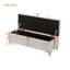 Élégant repose-pieds de rangement rembourré, banc de rangement avec pieds en métal pour la chambre à coucher, salon, entièrement assemblé sauf les pieds