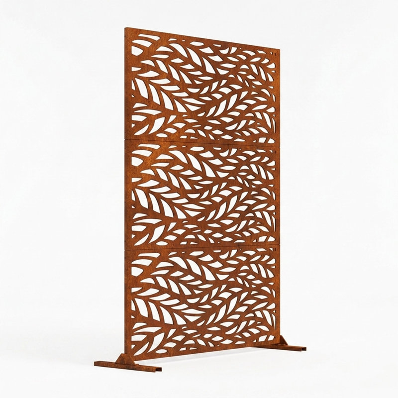 Metal Indoor/Outdoor Privacy Screen 90cm x 180cm - Leaf, Rust