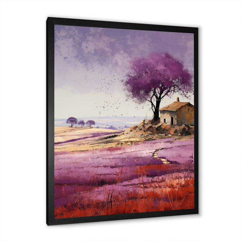 " Purple Field In French Riviera ", Black Single Picture Frame, 44" H x 34" W x 1.5" D