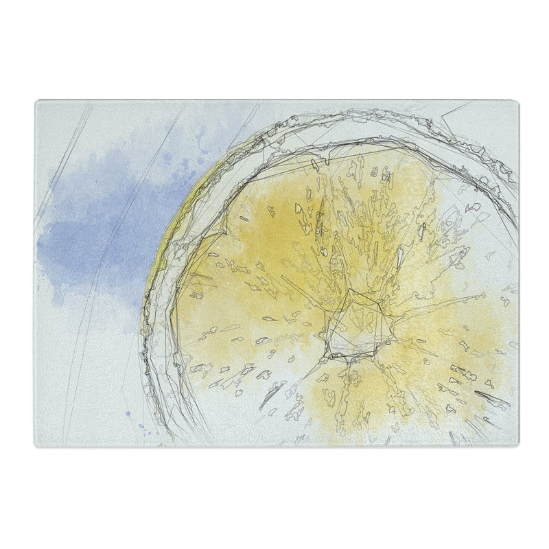 Tempered Glass Lemon Slice Chopping Board, 20 cm x 28.5 cm
