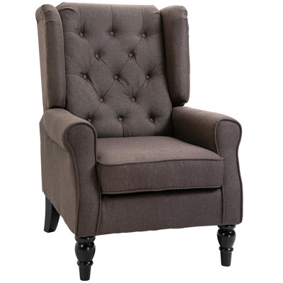 Wingback Accent Chair, Retro Upholstered Button Tufted Occasional Chair For Living Room And Bedroom,