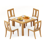 4 Seats 5 Pcs Grade-A Teak Wood Dining Set: 36" Square Table And 4 Osborne Armless Chairs #11OS0800