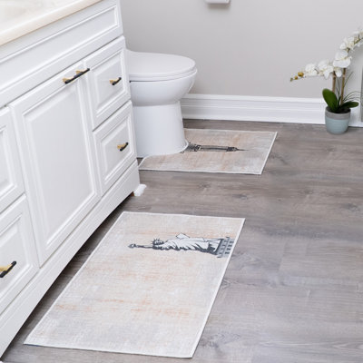 Cotton Blend Non-Slip Bath Rug and Contour Mat