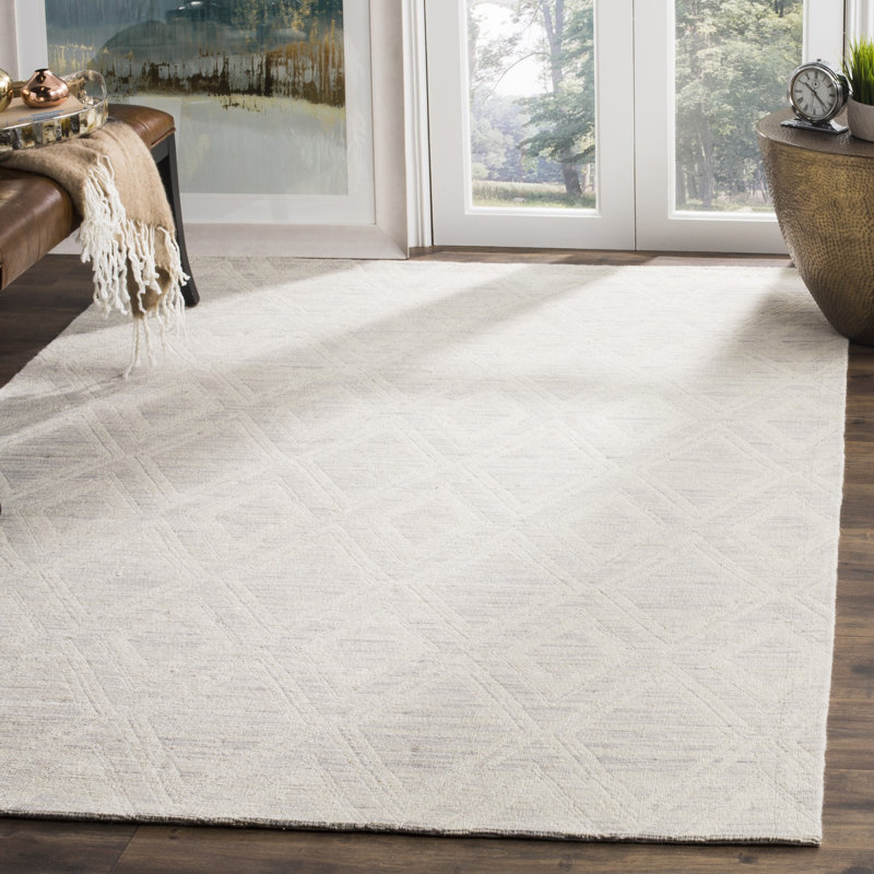 Amritpal Hand Loomed Wool And Cotton With Latex Geometric Rug, Rectangle 9' x 12'