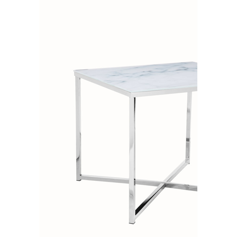 Jarratt End Table, White, Chrome